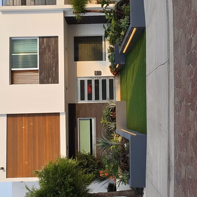 Quiero jardineras, pasto sintético mantener las hu... - Quiero jardineras, pasto sintético mantener las huellas de concreto del coche y entradas Diseño de jardín urban: Quiero jardineras, pasto sintético mantener las hu...